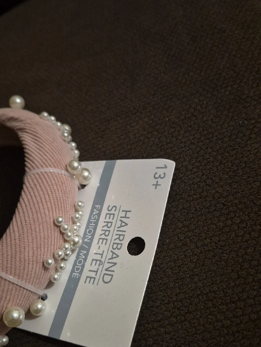 Pearl-Embellished Pink Padded Hairband Ny Hairband -Serre SZ 13+